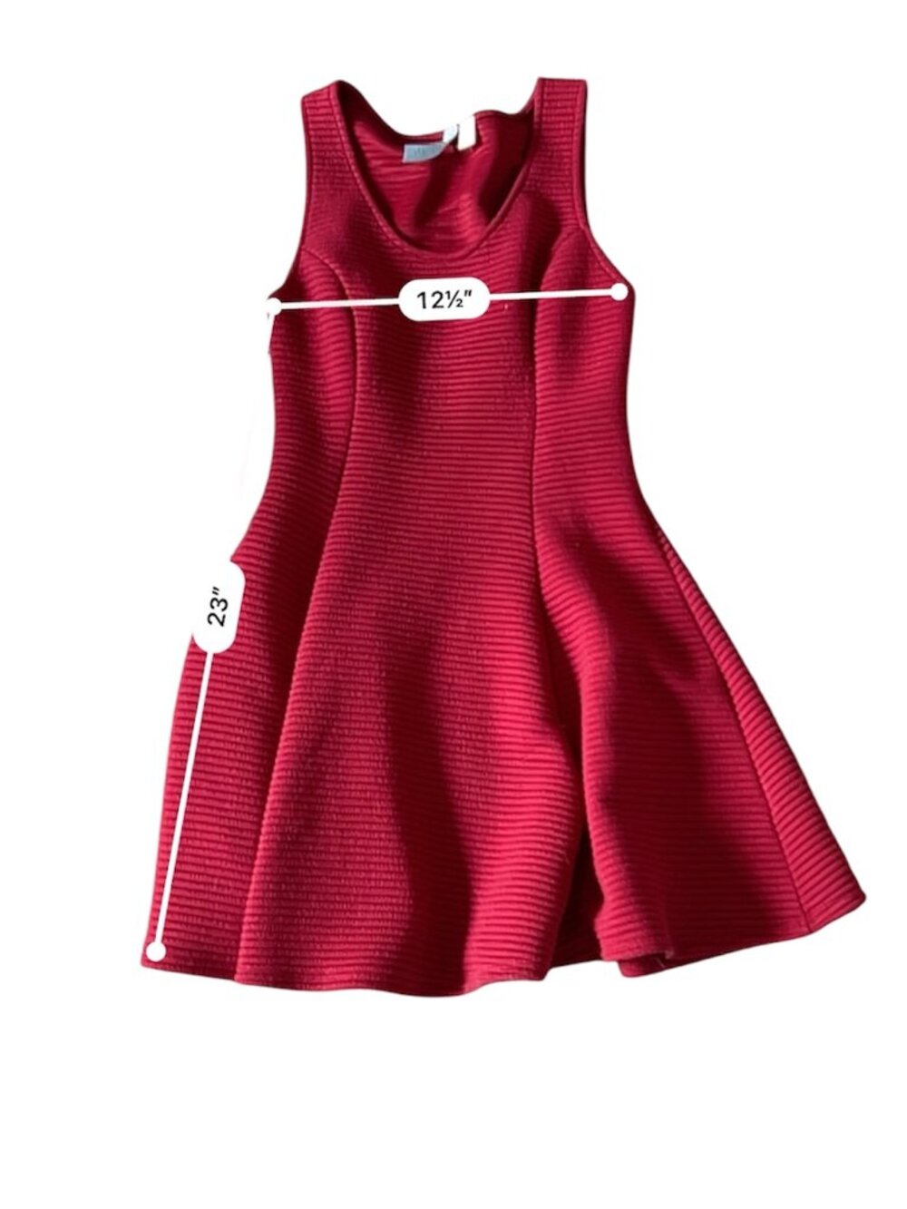 Red Ribbed Skater Dress - Picture 3 of 5